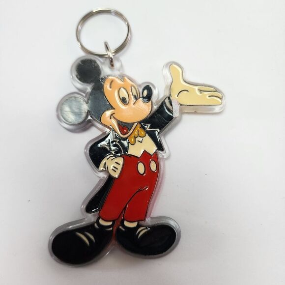 Vintage Disney Mickey Mouse Plastic Keychain - Picture 1 of 4